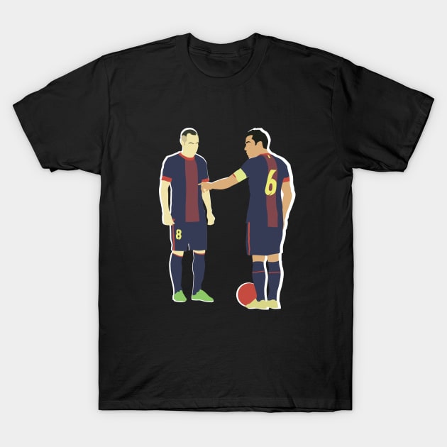 Xavi & Andres Iniesta Barcelona Midfield Duo Maestro T-Shirt by Jackshun